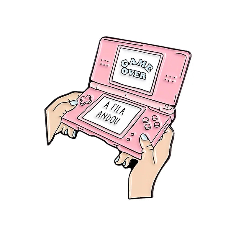 Pins GAME OVER! Game Player Handheld Game Controller Brooches Retro Game Lovers Pins Badge Accessories Game Machine Enamel