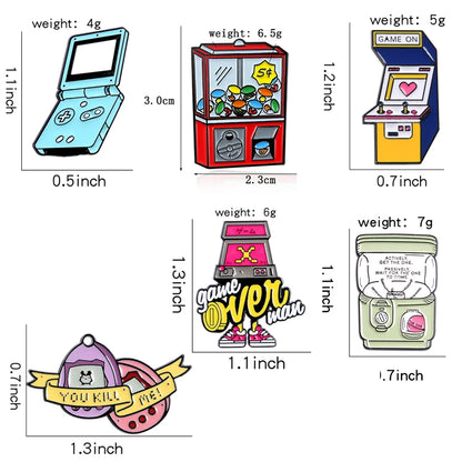 Pins GAME OVER! Game Player Handheld Game Controller Brooches Retro Game Lovers Pins Badge Accessories Game Machine Enamel