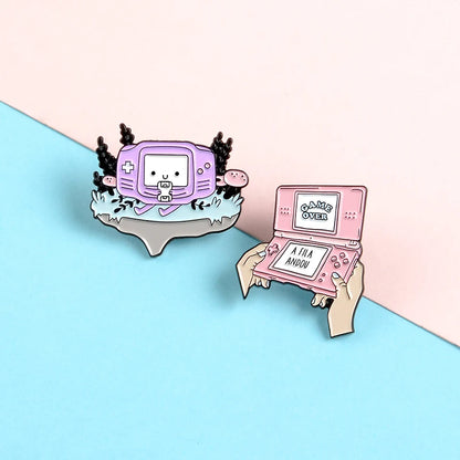 Pins GAME OVER! Game Player Handheld Game Controller Brooches Retro Game Lovers Pins Badge Accessories Game Machine Enamel