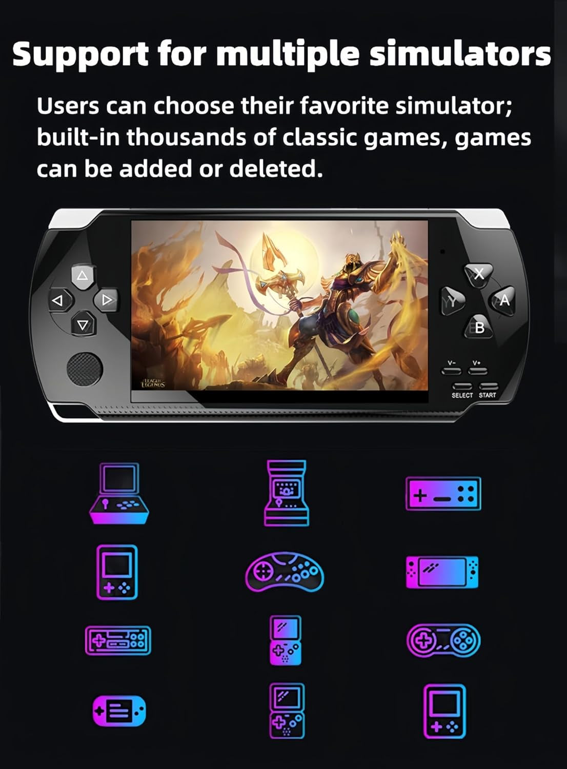 Retro Video Game Console Screen Built-In 2000 Games Handheld Game Console Multiple Emulators Mini Portable Game Device MP3 MP4 Music TV Output E-Bbook Children/Men/Festivals