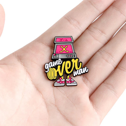 Pins GAME OVER! Game Player Handheld Game Controller Brooches Retro Game Lovers Pins Badge Accessories Game Machine Enamel